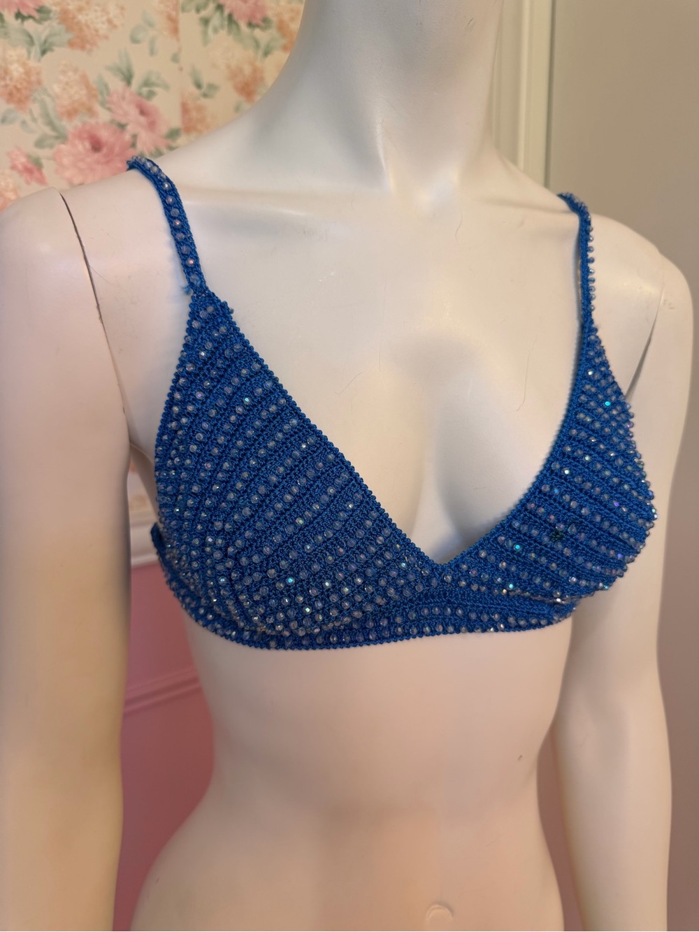 Y2K Blue Crochet Bralette Top - Women Intimates & Sleepwear